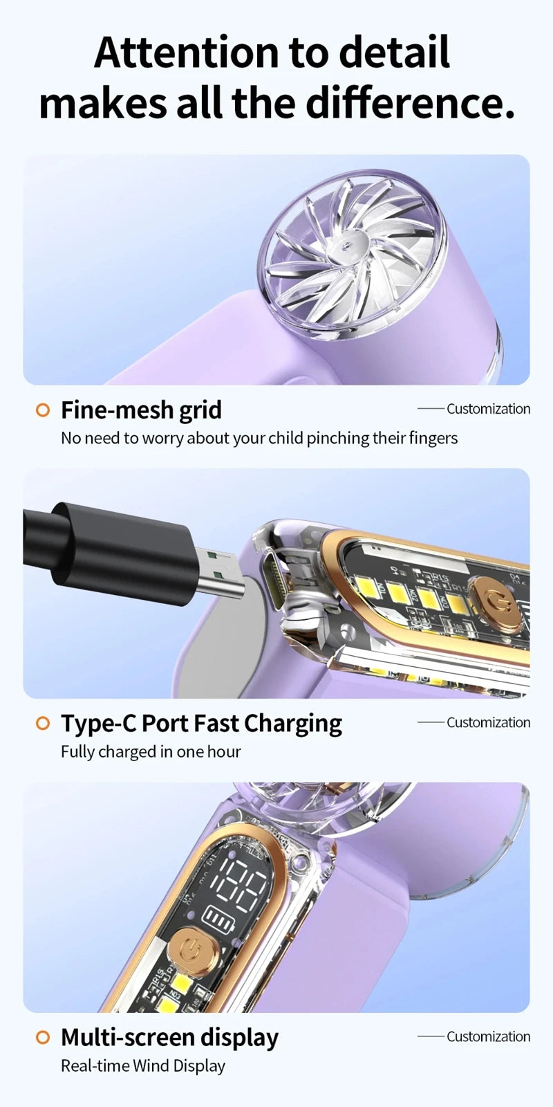 Lenovo Mini Handheld Fan 100 Speed Turbo Wind Gun USB Rechargeable Portable Outdoor Cooling Device 2026 New