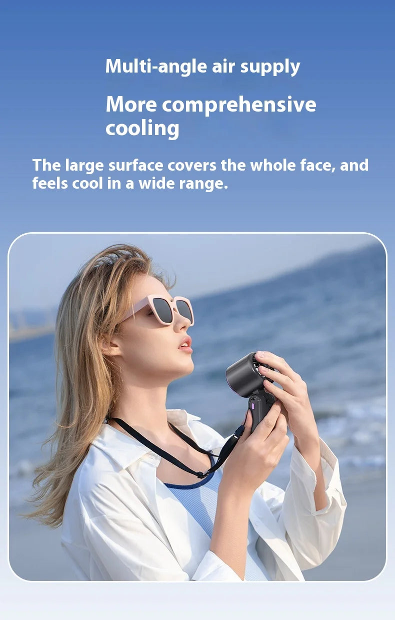 Portable Cooling Fan, 5-Speed Strong Wind Foldable Neck Hanging Fan, 9H Long Battery 4000mAh Mini Air Cooler for Travel & Outdoo