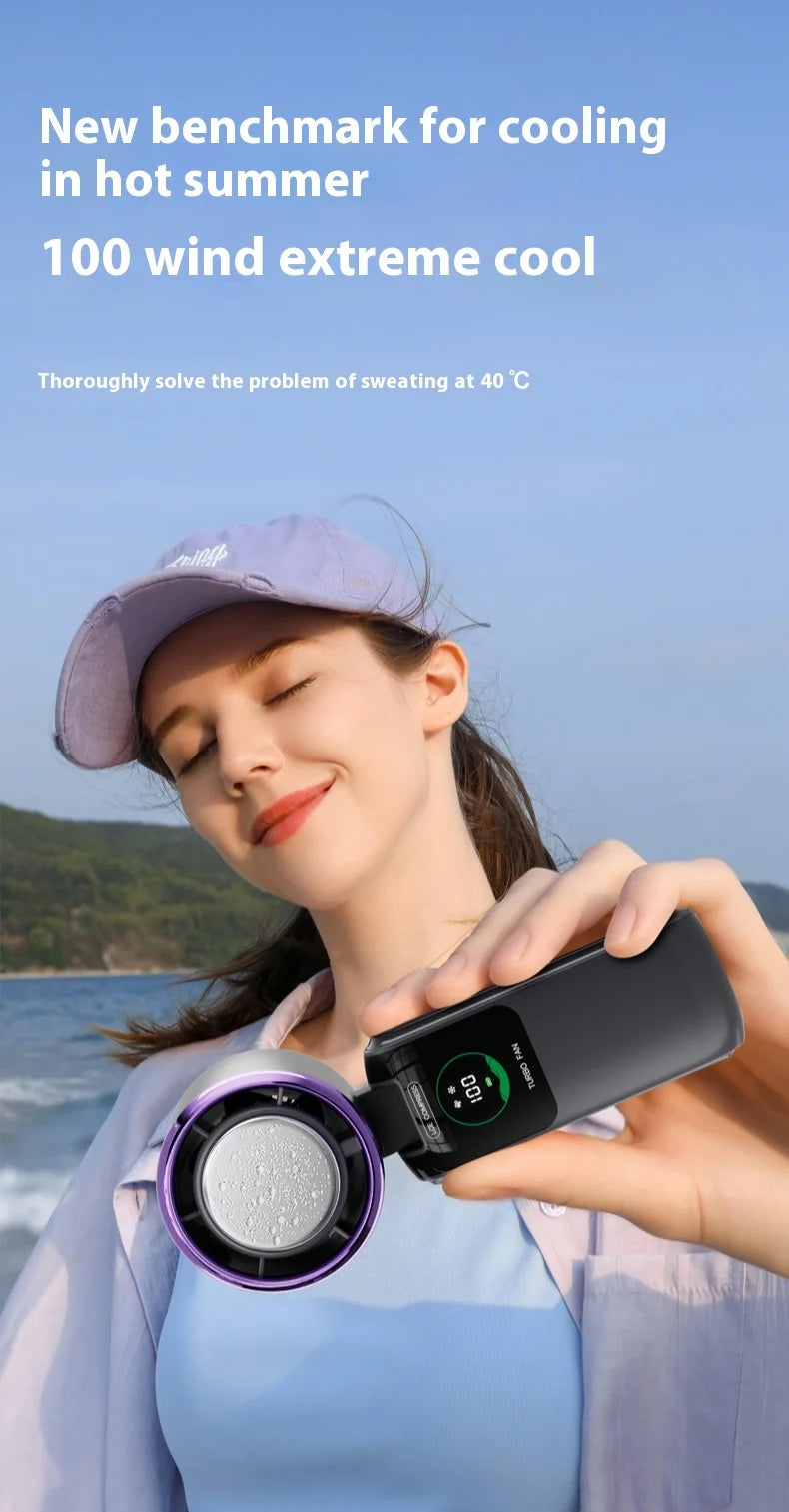 Portable Cooling Fan, 5-Speed Strong Wind Foldable Neck Hanging Fan, 9H Long Battery 4000mAh Mini Air Cooler for Travel & Outdoo