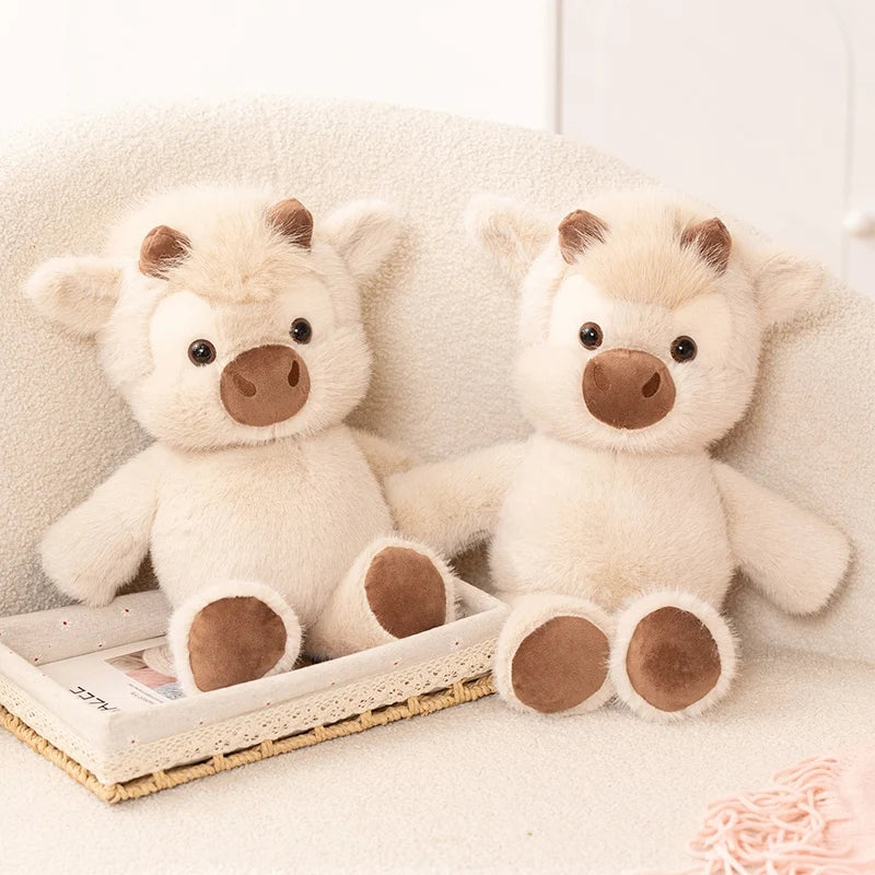 Adorable Huggable Figure Plush Cow Toy Lovely Cattle Plush Stuffed Animals Cattle Soft Doll Kids Toys Birthday Gift for Children