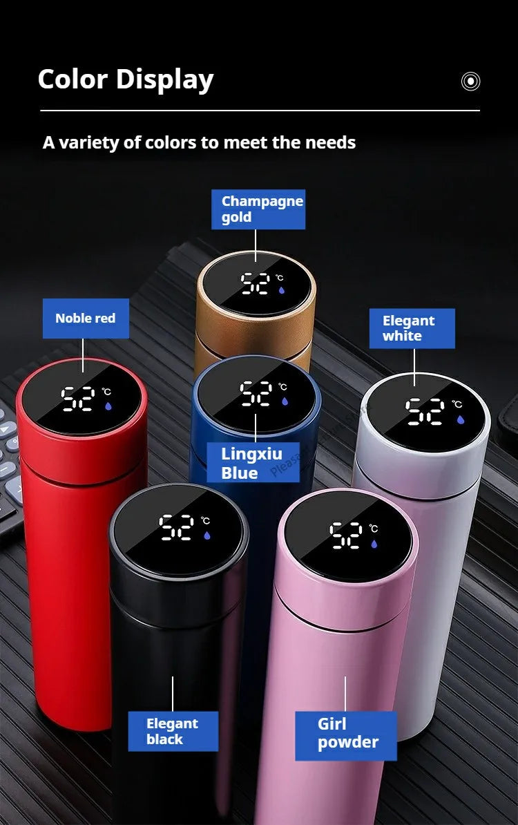 500ML Intelligent Temperature Stainless Steel Thermos Bottle Sports Water Cup Car Insulated Cup Thermal Mug Travel Vacuum Flasks