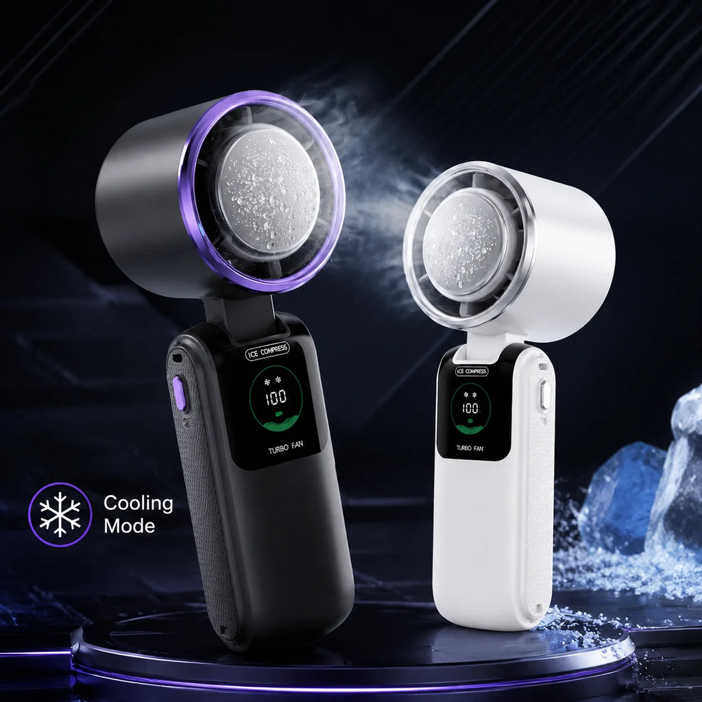Portable Cooling Fan, 5-Speed Strong Wind Foldable Neck Hanging Fan, 9H Long Battery 4000mAh Mini Air Cooler for Travel & Outdoo