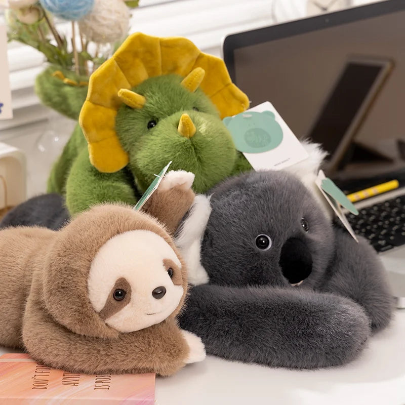Kawaii Weighted Stuffed Animals Panda Bear Sloth Red Raccoon Dinosaur Koala Plush Pillow Kids Birthday Gift Home Room Decor