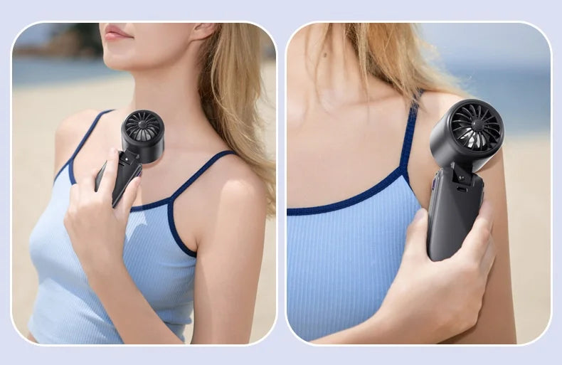 Portable Cooling Fan, 5-Speed Strong Wind Foldable Neck Hanging Fan, 9H Long Battery 4000mAh Mini Air Cooler for Travel & Outdoo
