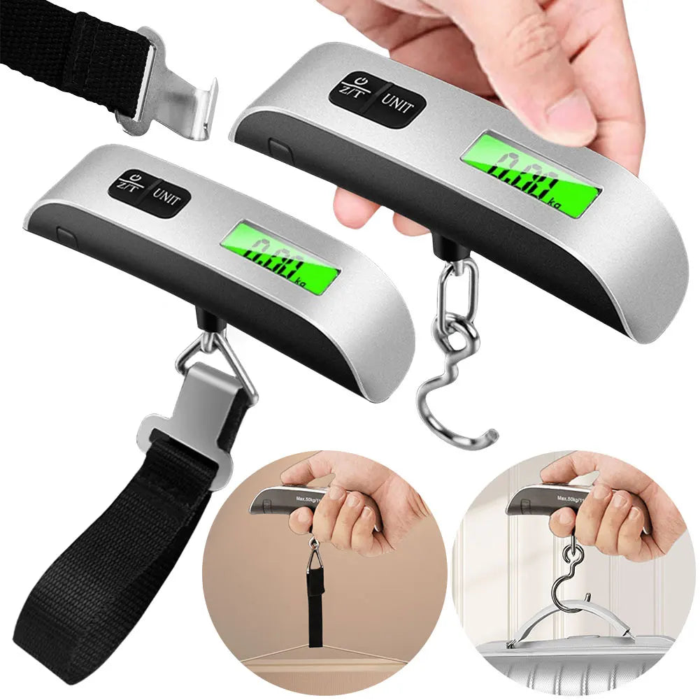50kg/110lb Electronic Hanging Suitcase Travel Weighs LCD Display Pocket Electronic Suitcase Travel Scale Hand Luggage Scale